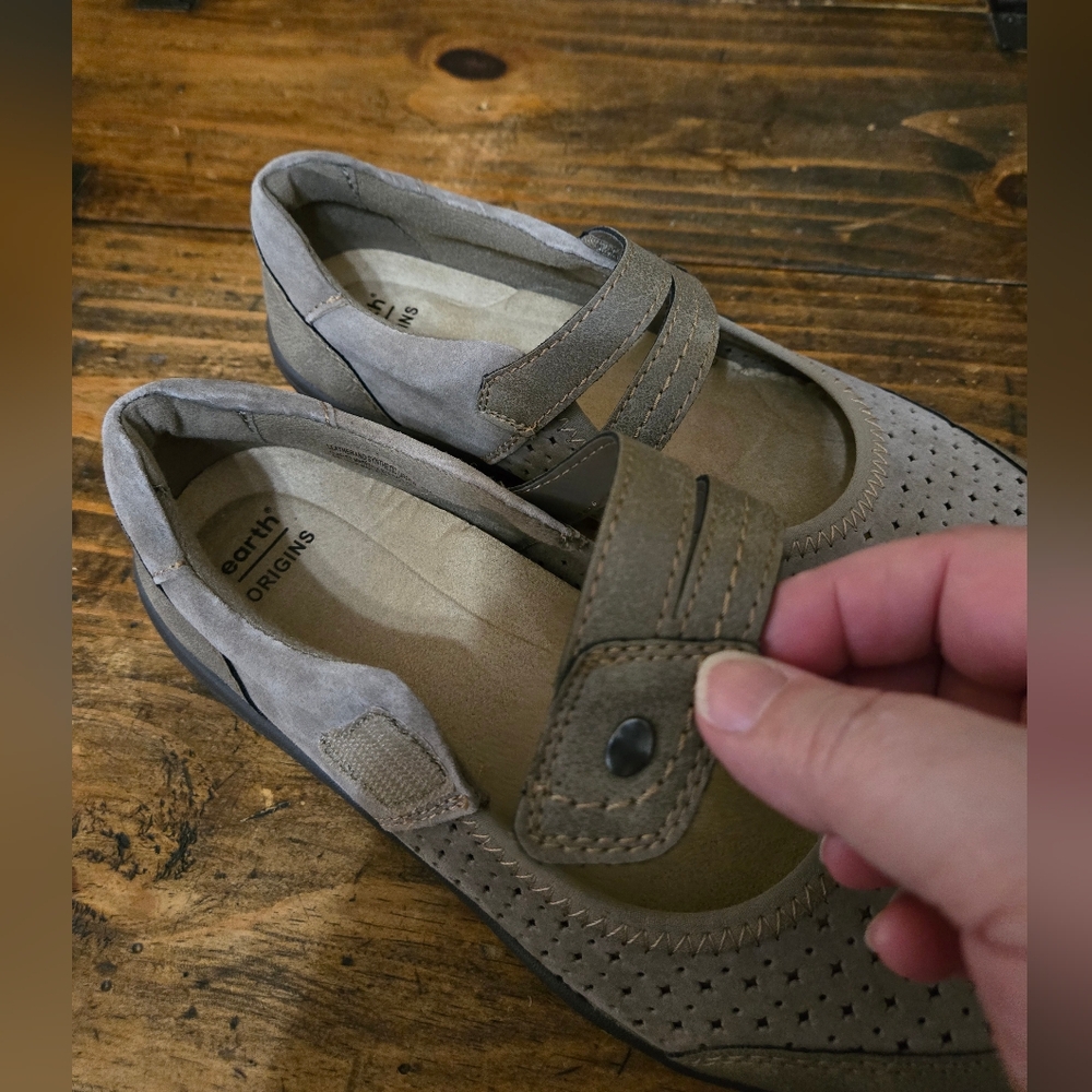 Women's Dark Beige Mary Jane Shoes - Picture 6 of 12